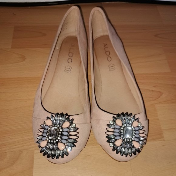 Aldo Size 37 Leather & Suede Pink Flats Ballerinas - Picture 2 of 6